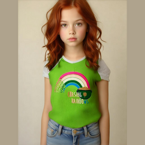 Way to Celebrate Girls St. Patrick's Day Green Rainbow T-Shirt - M